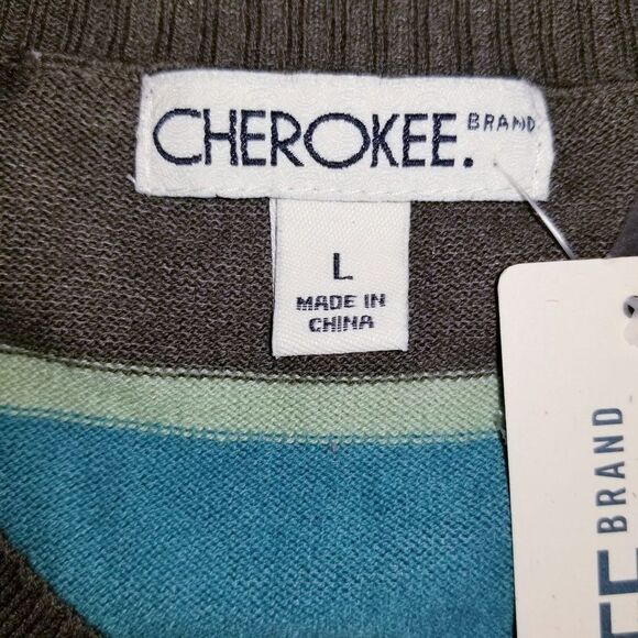 Cherokee Size Large VTG Cotton Blend Stripe Button Down Cardigan Sweater - Picture 6 of 11